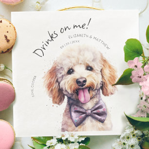 Drankjes Op Mij Poedel Aquarel Pret Hond Huisdier Servet
