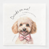 Drankjes Op Mijn Poodle Waterverf Pret Dog Hond Servet (Voorkant)