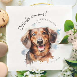 Drankjes Zijn Op Mij Dachshund Aquarel Pret Hond H Servet