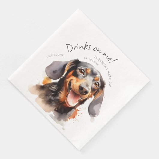 Drankjes Zijn Op Mij Dachshund Waterverf Pret Hond Servet (Hoek)