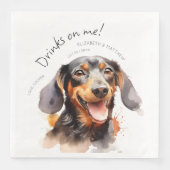 Drankjes Zijn Op Mij Dachshund Waterverf Pret Hond Servet (Voorkant)