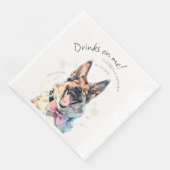 Drankjes Zijn Op Mij Duitse Herder Waterverfspapie Servet (Hoek)