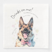 Drankjes Zijn Op Mij Duitse Herder Waterverfspapie Servet (Voorkant)