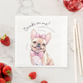 Drankjes Zijn Op Mij Franse Bulldog Waterverf Leuk Servet (Insitu)