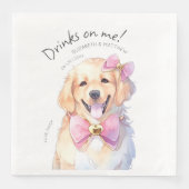 Drankjes Zijn Op Mij Goldie Aquarel Pret Hond Huis Servet (Voorkant)