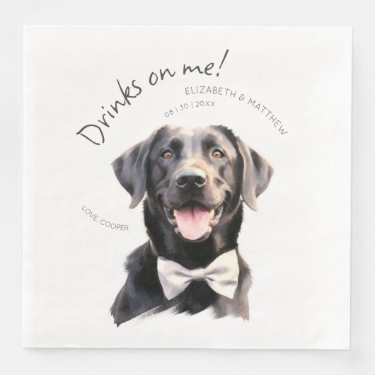 Drankjes Zijn Op Mij Labrador Waterverf Pret Honde Servet (Voorkant)