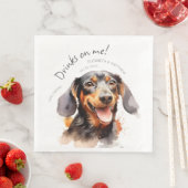 Drankjes Zijn Op Mij Teckel Aquarel Pret Hond Huis Servet (Insitu)