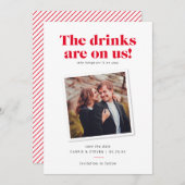 Drankjes Zijn Op Ons Grappige Huwelijk Opsparen Vo Save The Date (Voorkant / Achterkant)