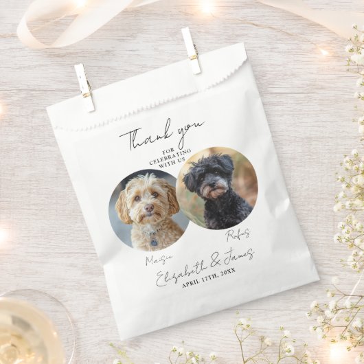 Drankjes Zijn Op Ons Huisdier Hond 2 Foto Huwelijk Bedankzakje (Geknipt)