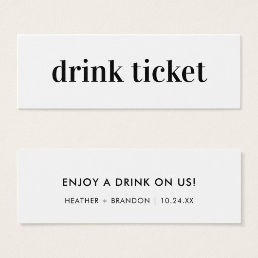 Drankkaart Trouw Bar Token Card Vet Mini Visitekaartjes (Voorkant /achterkant)