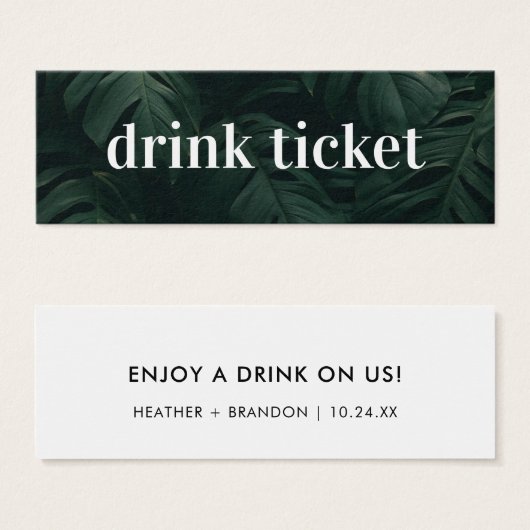 Drankkaartje Tropische Bruiloftsbar Tokenkaart Mini Visitekaartjes (Voorkant /achterkant)