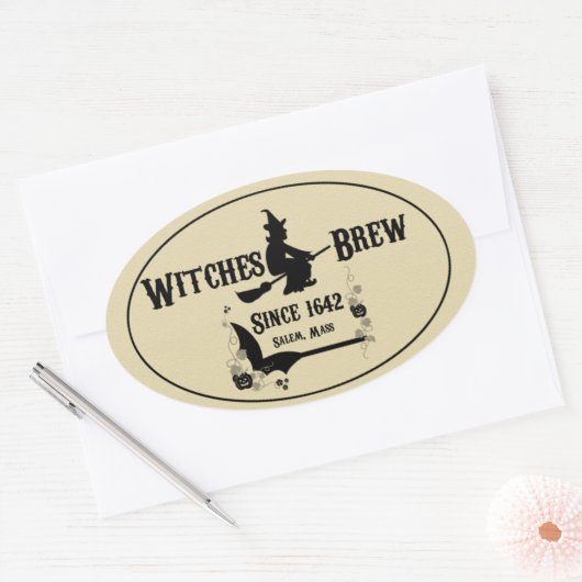 Dranklabel - Heksen Brouwen Ovale Sticker (Envelop)