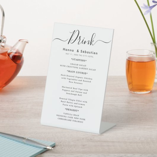 Drankmenu Trouwreceptie Reclamebord Met Voetstuk (Insitu)