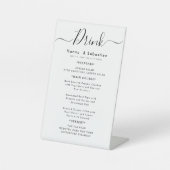 Drankmenu Trouwreceptie Reclamebord Met Voetstuk (Voorkant)