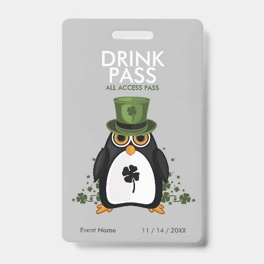 Drankpas voor St. Patrick's Day Badge (Voorzijde)
