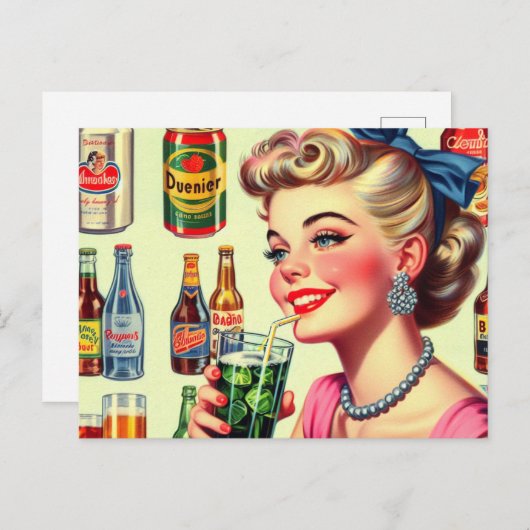  drankpin-up briefkaart (Voorkant / Achterkant)