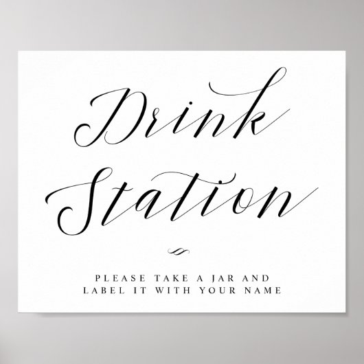 Drankstation Chic Calligraphy Schrift Bruiloft Bor Poster (Voorkant)