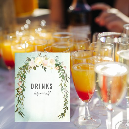 Dranktafel Groene Witte Roos Baby Sprinkle Shower Poster