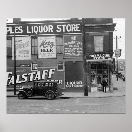 Drankwinkel van het volk, 1938. Oude foto Poster (Voorkant)