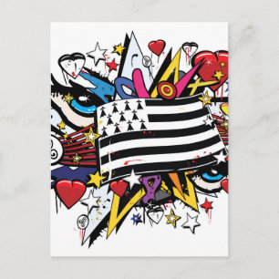 Drapeau Bretagne Breizh graffiti Breton graff Briefkaart