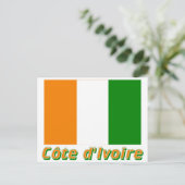 Drapeau Côte d'Ivoire avec le nom en français Briefkaart (Staand voorkant)