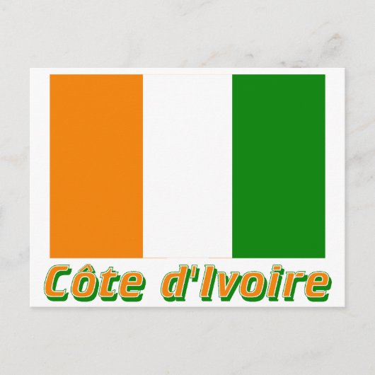 Drapeau Côte d'Ivoire avec le nom en français Briefkaart (Voorkant)
