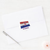Drapeau Croatie avec le nom en français Ronde Sticker (Envelop)