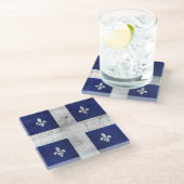 Drapeau du Québec style grunge érodé Glazen Onderzetter (Schuin)