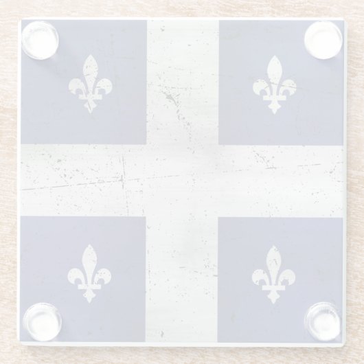 Drapeau du Québec style grunge érodé Glazen Onderzetter (Achterkant)