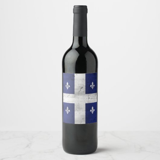 Drapeau du Québec style grunge érodé Wijn Etiket (Voorkant)