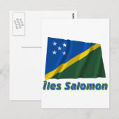 Drapeau Îles Salomon avec le nom en français Briefkaart (Voorkant / Achterkant)