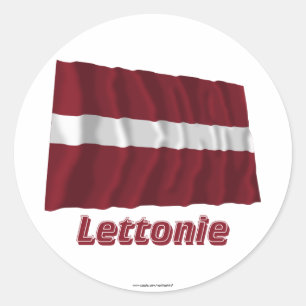 Drapeau Lettonie avec le nom en français Ronde Sticker