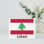 Drapeau Liban avec le nom en français Briefkaart (Staand voorkant)