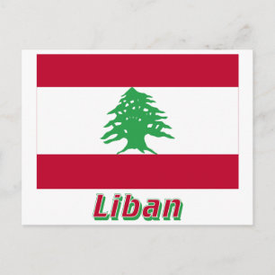 Drapeau Liban avec le nom en français Briefkaart