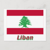 Drapeau Liban avec le nom en français Briefkaart (Voorkant)