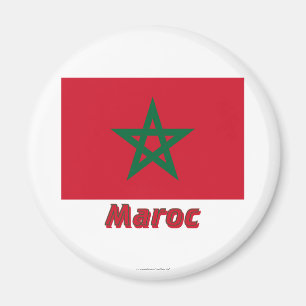 Drapeau Maroc avec le nom en français Magneet
