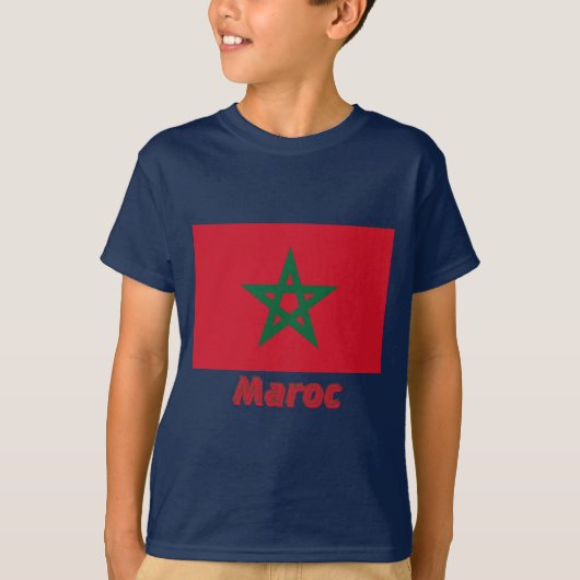 Drapeau Maroc avec le nom en français T-shirt (Voorkant)