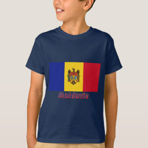Drapeau Moldavie avec le nom en français T-shirt