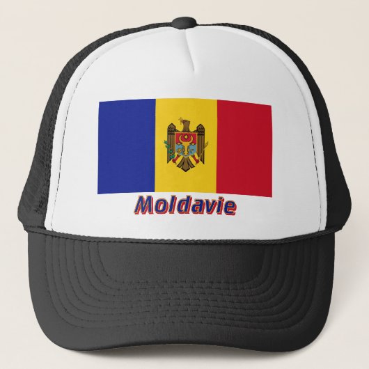Drapeau Moldavie avec le nom en français Trucker Pet (Voorkant)