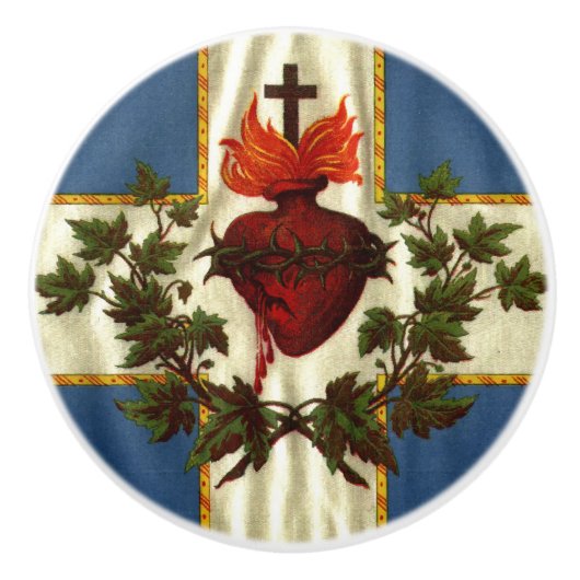 Drapeau Québec antiek Carillon Sacré-Coeur Keramische Knop (Voorkant)