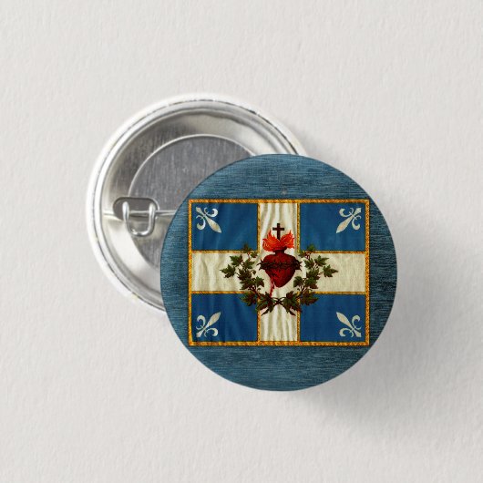Drapeau Québec antiek Carillon Sacré-Coeur Ronde Button 3,2 Cm (Voorkant /achterkant)