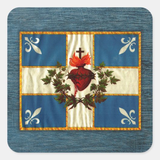 Drapeau Québec antiek Carillon Sacré-Coeur Vierkante Sticker (Voorkant)