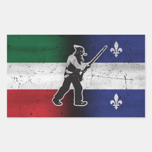Drapeau Québec et Patriote Henri Julien érodé Rechthoekige Sticker (Voorkant)