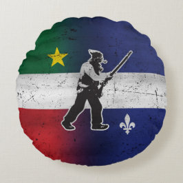 Drapeau Québec et Patriote Henri Julien érodé Rond Kussen