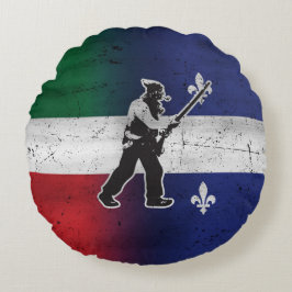 Drapeau Québec et Patriote Henri Julien érodé Rond Kussen