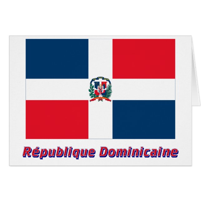 Drapeau République dominicaine nom en français (Voorkant Horizontaal)