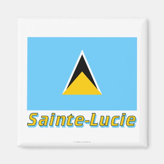 Drapeau Sainte-Lucie avec le nom en français Magneet (Voorkant)