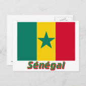 Drapeau Sénégal avec le nom en français Briefkaart (Voorkant / Achterkant)