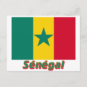 Drapeau Sénégal avec le nom en français Briefkaart