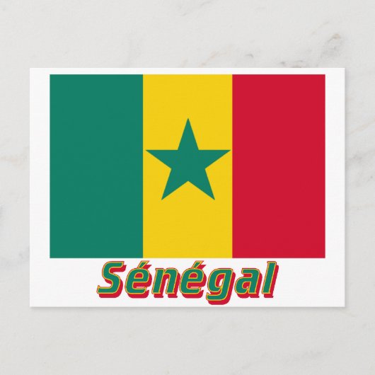 Drapeau Sénégal avec le nom en français Briefkaart (Voorkant)